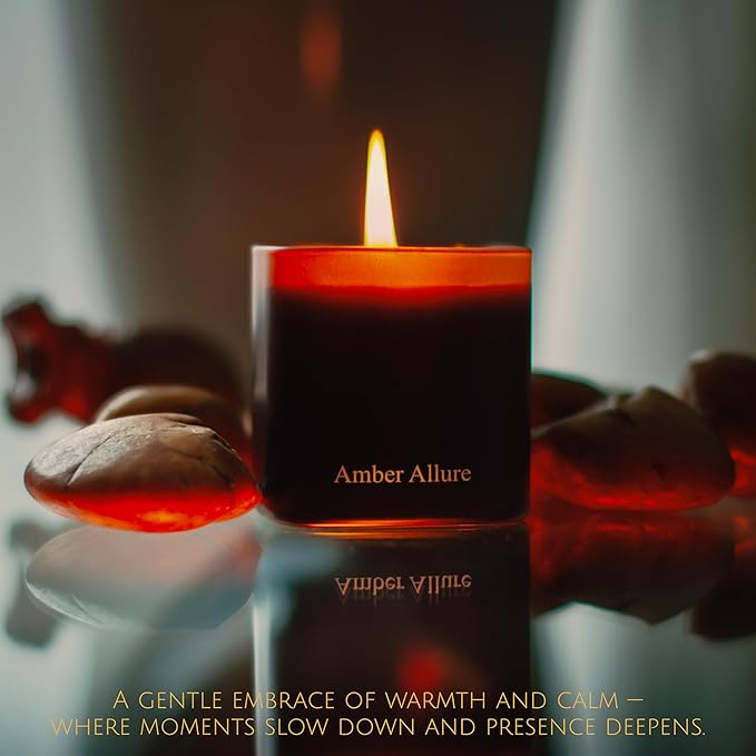 Luxury Scented Candle Gift Set 3-Pack | Champagne, Sandalwood & Amber | Clean Soy Wax | for Women & Men (3.52 oz Each) | 75 Hour Burn Time