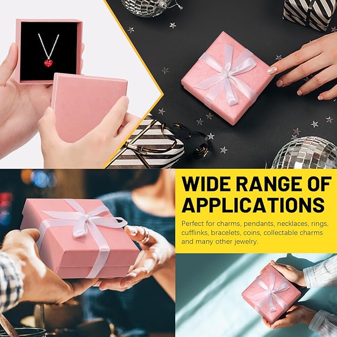 Glarks 12pcs 3.5 x 3.5 x 1.1in Jewelry Gifts Boxes Kit, Pink Fan Shaped Jewelry Boxes for Ring Earring Jewelry, Christmas, Birthday, Anniversaries, Valentine’s Day, Mother’s Day and Other Festivals