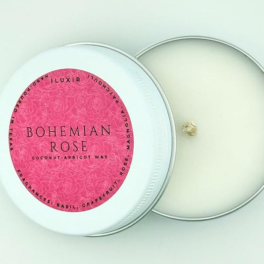 Bohemian Rose Scented Candles – Natural Coconut Wax, Long Burning & Non-Toxic Candle for Home & Office – Aromatic Magnolia & Patchouli – Eco-Friendly Scented Candles, Pack of 4 (2 oz. Each)
