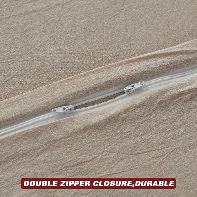 FACE TWO FACE Bedding Duvet Cover Set100% Washed Cotton Duvet Cover Linen Like Textured Breathable Durable Soft Comfy (California King, Tannish Linen Grey)