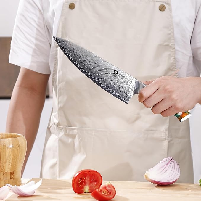 WILDMOK Chef Knife, 8 inch Japanese Damascus Steel Chef Knife, Resin Handle kitchen knives, professional sharp chef's knives for kitchen