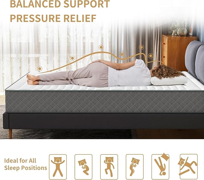 Mattress Queen Size, 10 Inch Hybrid Memory Foam Firm Queen Mattress Size with Hybrid Mattresses in a Box Pressure Relief & Supportive