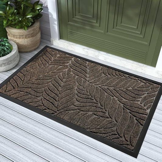 Yimobra Front Door Mat Outdoor Indoor, 36x24 All-Season Waterproof Welcome Mat, All-Weather Outside Entrance Mat, Non-Slip Patio Porch Doormat, Low Profile, Fade Resistant, Brown