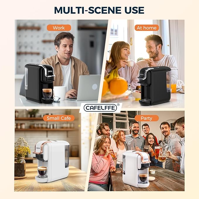 MK-603 Mini Multi Pod Coffee Maker, Hot/Cold Single Serve Espresso Machine, 4-in-1 Brewer Compatible with K Cup Pods,Nes Original/DG Capsule and Ground Coffee, Fast Brew, Black