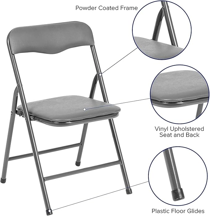 Flash Furniture Mindy Kids 5-Piece Folding Square Table and Chairs Set for Daycare and Classrooms, Children's Activity Table and Chairs Set, Gray