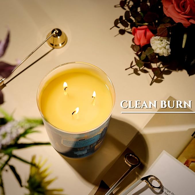 HomeLights High Summer Night Scented Candles | 34oz Soy Candles Industrial Chic 3-Wick Large Candle Jars | Ideal Candle Gifts for Events, Home Decor Stress, Relief & Relaxation