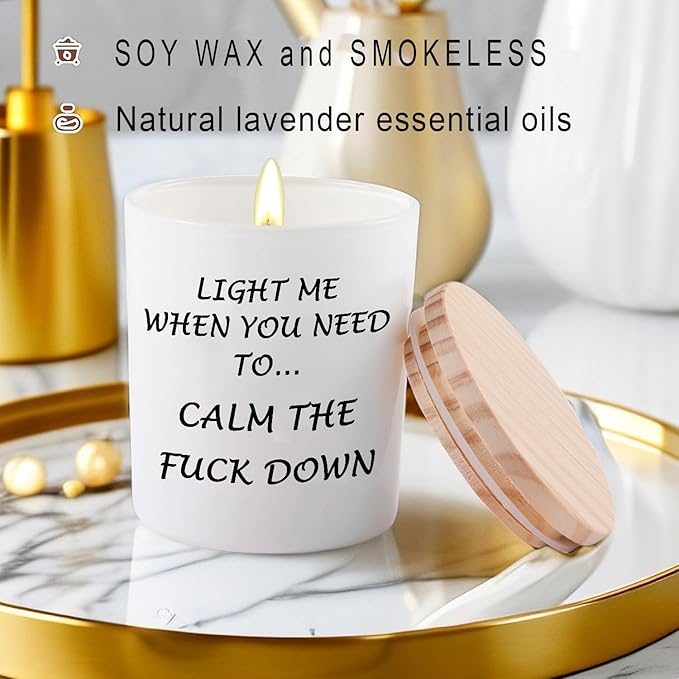 Candles Gifts for Women Funny Unique Stress Relief Relaxation Relaxing Christmas Birthday Gifts for Her Sister Best Friend Bestie Girlfriend Wife Mom Novelty Lavender Scented Soy Candle