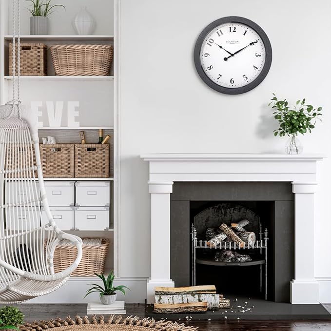 Nordic 10.4 Inch Small Indoor/Outdoor Clock, Waterproof & Weatherproof Clock for Bathroom,Patio and Pool,Modern Style,Gray Sandstone Finish