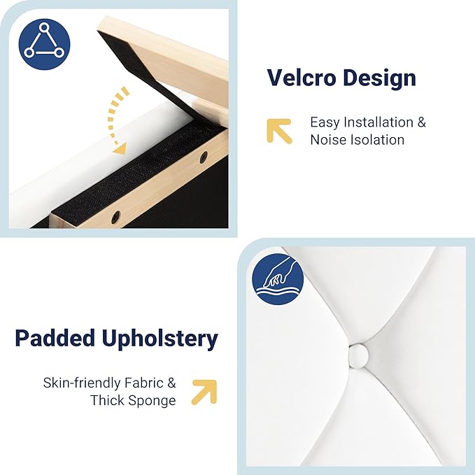 Allewie Full Size Bed Frame, Storage Headboard with Charging Station, Wingback Velvet Upholstered, Diamond Stitched Button Tufted, Sturdy Wooden Slats, No Box Spring Needed, Easy Assembly, White