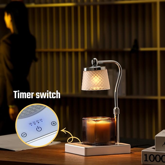 Touch-Type Modern Candle Warmer Lamp with Timer, Dimmer Adjustable Height Gifts for Women Office Home Decor Wax Melt Warmer for Scented Wax House Warming Gifts Candle Lamp Warmer Jar Candles