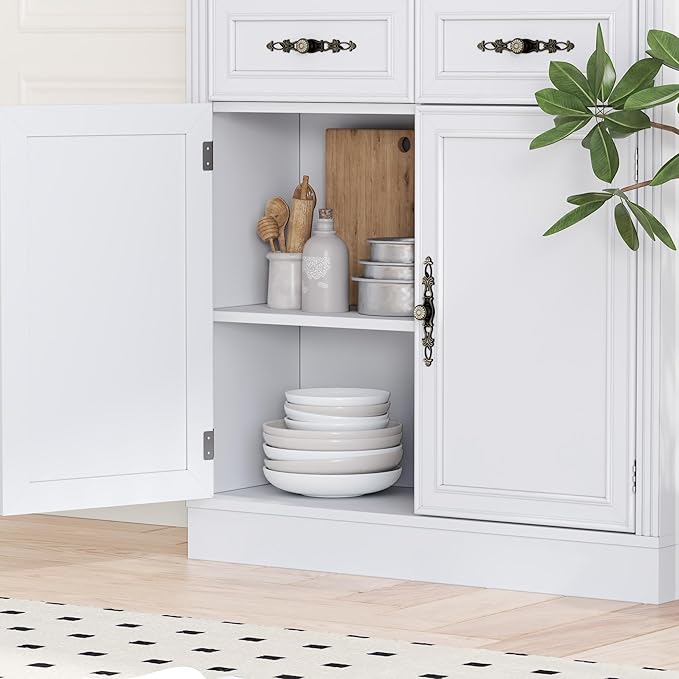 71.4" Tall Bookshelf with Drawers & Cabinet, 5-Tier Floor Standing Bookcase with Storage Doors, Adjustable Shelves & Metal Handles, 31.5" Wide Organizer for Home Office, Living Room