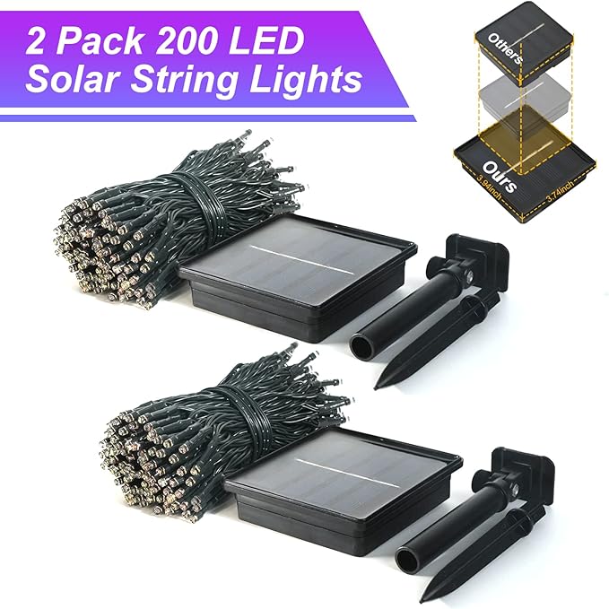 JMEXSUSS 2 Pack Purple Solar Christmas Lights, Total 400 LED 151FT Solar String Lights Outdoor Waterproof, 8 Modes Purple Halloween Light for Outside Patio Yard Xmas Tree Christmas Decorations