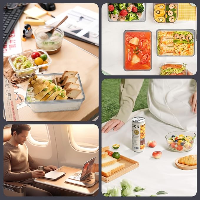 Eclirgan Food Containers with Lids/Lock,Rectangle Food Container Set with Leakproof/BPA Free,Clear Freezer Storage Set for Lunch/pantry/Travel/Deli Food(16/33/67 OZ)