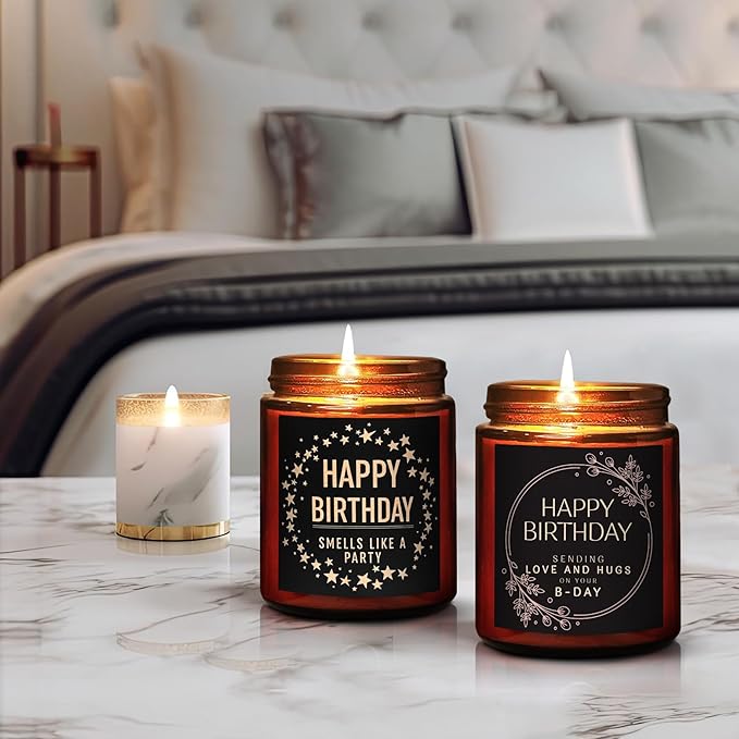 Birthday Gifts for Women Men - Sending Love Hugs Bday Candle for Her, Him, Best Friend - Happy Birthday Gifts for Mom Wife Girlfriend Aunt Sister Daughter - Jasmine Relaxing Soy Candle