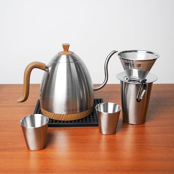 Brewista Artisan Electric Gooseneck Kettle, Water Boiler with LCD Panel, Precise Temperature Control, Fast Boiling and Keep Warm Settings for Pour-Over Coffee & Tea, Café, 1 Liter (Stainless Steel)