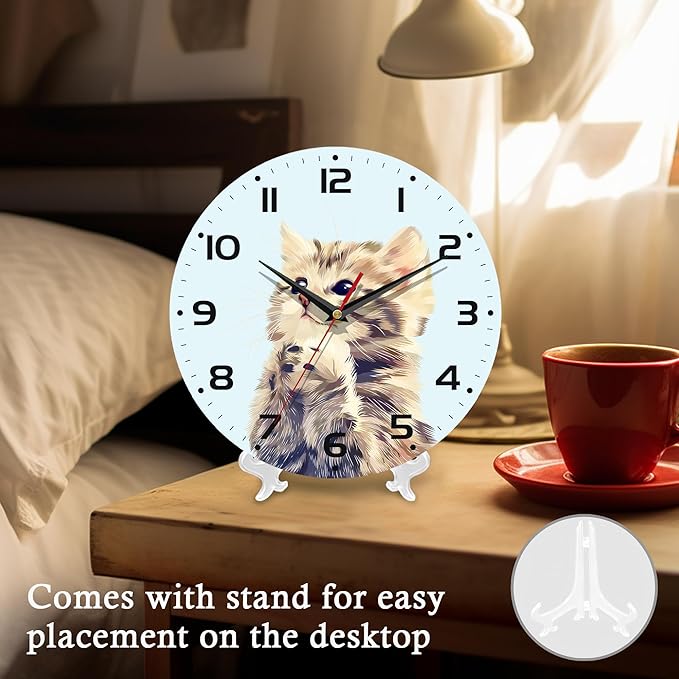 Wall Clock, 10 Inch Silent Non-Ticking Home Kitchen Decor, Battery Operated for Bathroom Bedroom Living Room Office(Cute Cats)