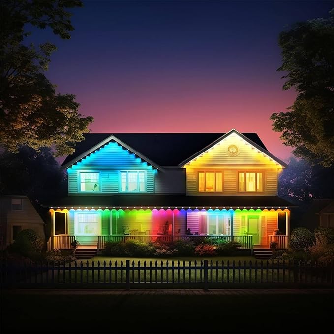 Permanent Outdoor String Lights 50ft, Smart RGB App Control with 30 LEDs, LED Eaves Lights IP67 Waterproof, House Roof Outdoor Lighting for Party, Daily, Halloween,Christmas,Garden