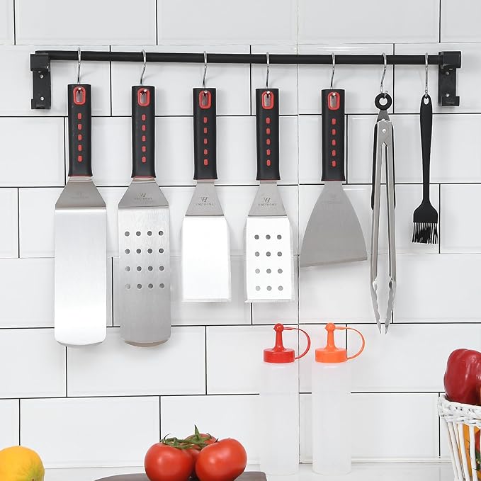 Griddle Accessories Kit, 28 Pcs Flat Top Grill Accessories Set for Blackstone, Professional Grill BBQ Spatula Set with Basting Cover, Spatula, Scraper, Bottle, Tongs, Egg Ring