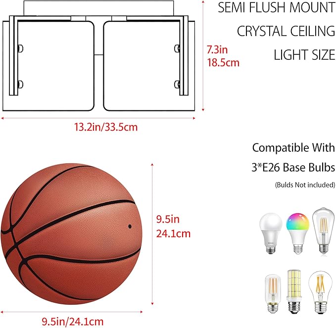 MAYNA Modern Nickel Semi Flush Mount Ceiling Light Fixture, 3-Light Glass Ceiling Light, Hallway Light Fixtures Ceiling Mount for Kitchen Entryway Bedroom Laundry Room