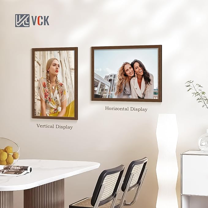 VCK 20x28 Picture Frame Set of 4 - Brown, Gallery-Quality Wood Poster Frames, 1.1-Inch Wide Border, Polished Plexiglass, Vertical or Horizontal Wall Display for Photo/Art/Prints, Brown