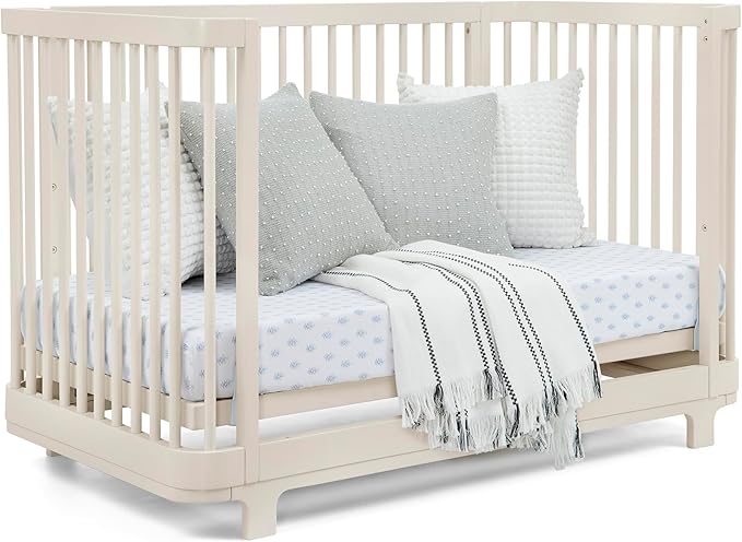 Delta Children Nest 4-in-1 Convertible Crib - Greenguard Gold Certified, Soft Beige