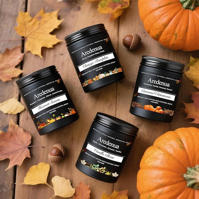 Vintage Pumpkin Candle - Fall Candle | Pumpkin Scented Candles for Autumn, 7oz Soy Candles for Home Scented, Fall Gifts for Women & Men, Cozy Seasonal Scent for Autumn Halloween