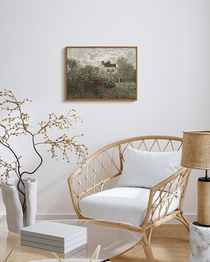 InSimSea Framed Canvas Wall Art Vintage Decor, Classical Home Room Decor The Artist's Garden in Argenteuil by Claude Monet, Kitchen Office Farmhouse Bathroom Decor Wall Art, 12"x16"