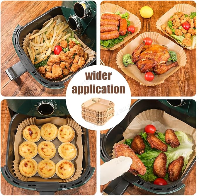 100 Pcs Air Fryer Parchment Paper Liners,8.6X5.5 In Rectangle Air Fryer Liners Disposable for Dual Basket 6-10 QT, DZ201-DZ401-DZ071 Air Fryer Frying,Baking,Roast