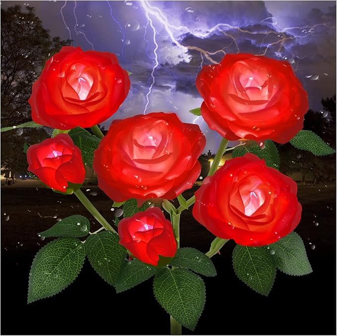 TYNLED Outdoor Solar Garden Stake Lights,Upgraded LED Solar Powered Light with 6 Rose Flowers, Waterproof Solar Decorative Lights for Patio Pathway Courtyard Garden Lawn