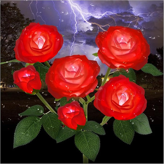 TYNLED Outdoor Solar Garden Stake Lights,Upgraded LED Solar Powered Light with 6 Rose Flowers, Waterproof Solar Decorative Lights for Patio Pathway Courtyard Garden Lawn