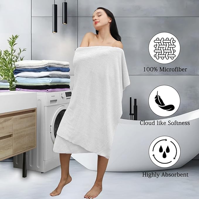 Extra Large Bath Towels Set 35x70 Inches - White Luxury 600 GSM Oversized Bath Sheet Towel,Ultra Soft Microfiber - Quick Dry,Highly Absorbent Shower Towels Spa Hotel Bathroom Towel Set (4-Pack)