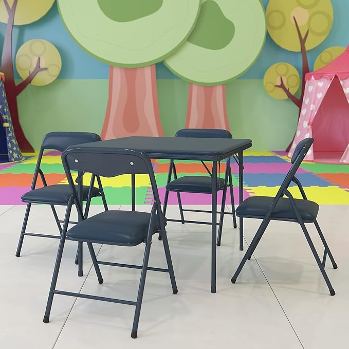 Flash Furniture Mindy Kids Navy 5 Piece Folding Table and Chair Set