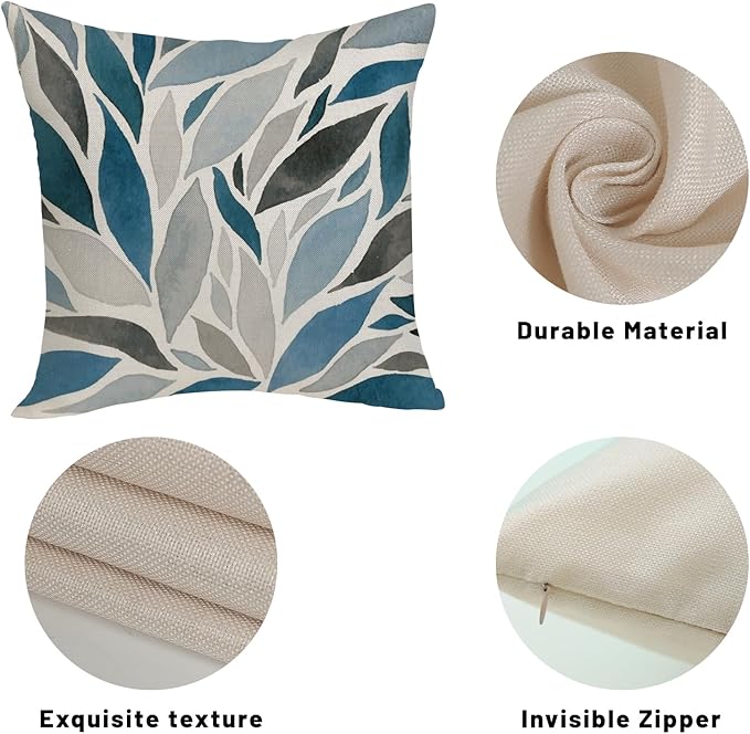 Boho Pillow Covers 18x18 Set of Geometric Navy Blue Pattern Throw Pillow Covers Outdoor Decoration Bohemian Modern Abstract Decorative Pillowcase Farmhouse Cushion Cover for Home Sofa