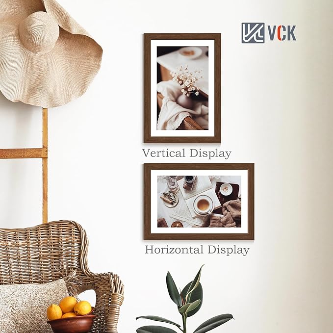 VCK 12x18 Poster Frame Set of 4 - Brown, Gallery-Quality Wood Picture Frames, 1.1-Inch Wide Border, Polished Plexiglass, Vertical or Horizontal Wall Display for Photo/Art/Prints, Brown