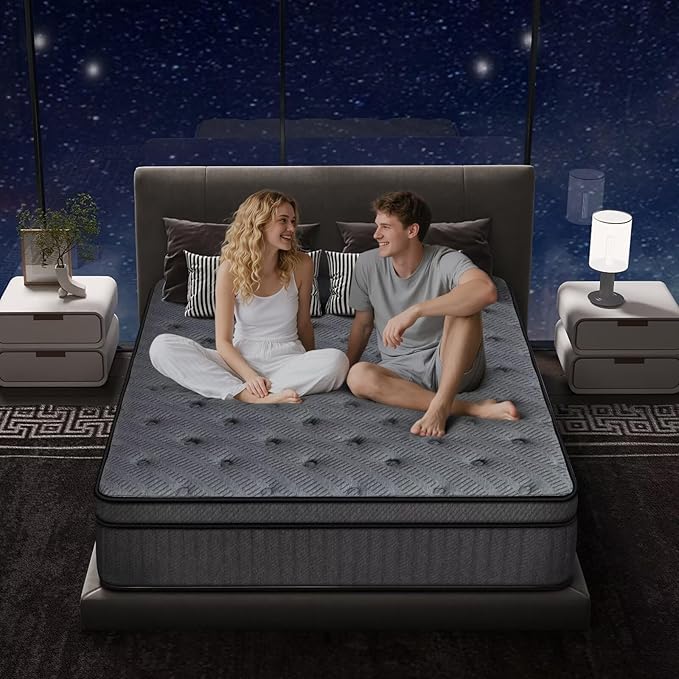 inight Queen Mattress 14 Inch, Upgrade Individual Pocket Spring Hybrid Mattress in a Box, Memory Foam for Pressure Relief, Durable Edge Support Queen Size Mattress, Medium Firm, Breathable Comfort