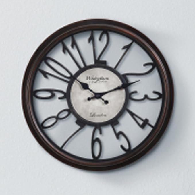 16 Inch Retro Black Wall Clock, Silent Non-Ticking Battery Operated Round Vintage Clock with Arabic Numerals,Decorative Living Room, Kitchen, Bedroom Decor