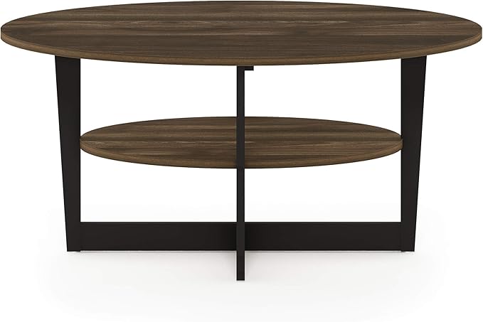 Furinno Coffee Table, 1-Pack, Columbia Walnut/Black