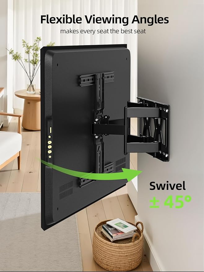 USX MOUNT Ultra Slim TV Wall Mount 37-75 Inch TVs Mount with Swivel and Tilt, Low Profile Full Motion Bracket with Articulating Dual Arms, Up to VESA 400X400 mm Max 16" Wood Studs, Holds 99lbs