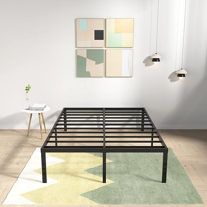 18 Inch California King Bed Frames Heavy Duty Metal Platform No Box Spring Needed, Maximum Storage, Easy to Assembly, Noise Free, Black