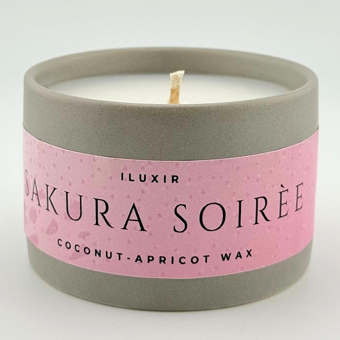 Sakura Soiree Scented Candle – Cherry Blossom & Sandalwood Spring Fragrance, Hand-Poured Coconut-Apricot Wax – Long Burning Candles, Natural & Non Toxic, Fragrance Candles – Made in USA, 5 oz.