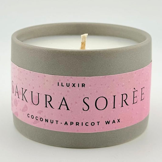 Sakura Soiree Scented Candle – Cherry Blossom & Sandalwood Spring Fragrance, Hand-Poured Coconut-Apricot Wax – Long Burning Candles, Natural & Non Toxic, Fragrance Candles – Made in USA, 5 oz.