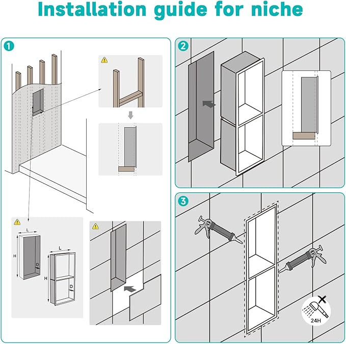 Brushed Nickel Stainless Steel Shower Niche 12" x 18" – Recessed 2-Tier Shower Shelf, 12"x12" Upper & 12"x6" Lower Storage, Waterproof & Rustproof, Modern Bathroom Wall Niche