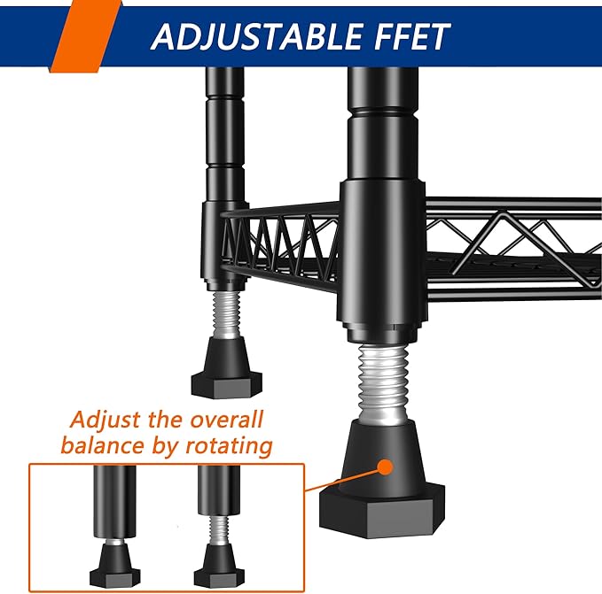 REGILLER 5-Wire Shelving Metal Storage Rack Adjustable Shelves,Standing Storage Shelf Units for Laundry Bathroom Kitchen Pantry Closet(Black,11.8" D x 16.6" W x 53.5" H)