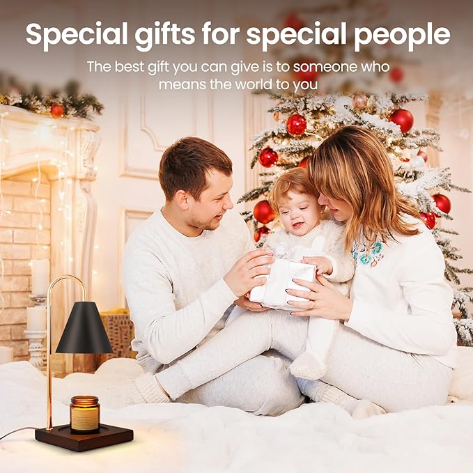 Dimmable Candle Warmer with Timer - Black Nightstand Lamp for Bedroom (2 Wax Warmer Bulbs)