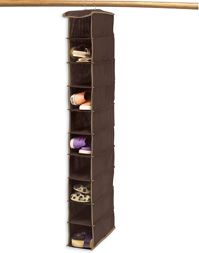 Simple Houseware 10 Shelves Hanging Shoes Organizer Holder for Closet, Brown