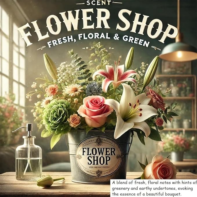 Flower Shop Aromatherapy Candle 12 oz | 100% All-Natural Soy Wax & Essential Oil Infused | 60+ Hour Burn Time | Pet Safe + Smoke Odor Eliminating | Handmade in U.S.A. | Non-Toxic Candles
