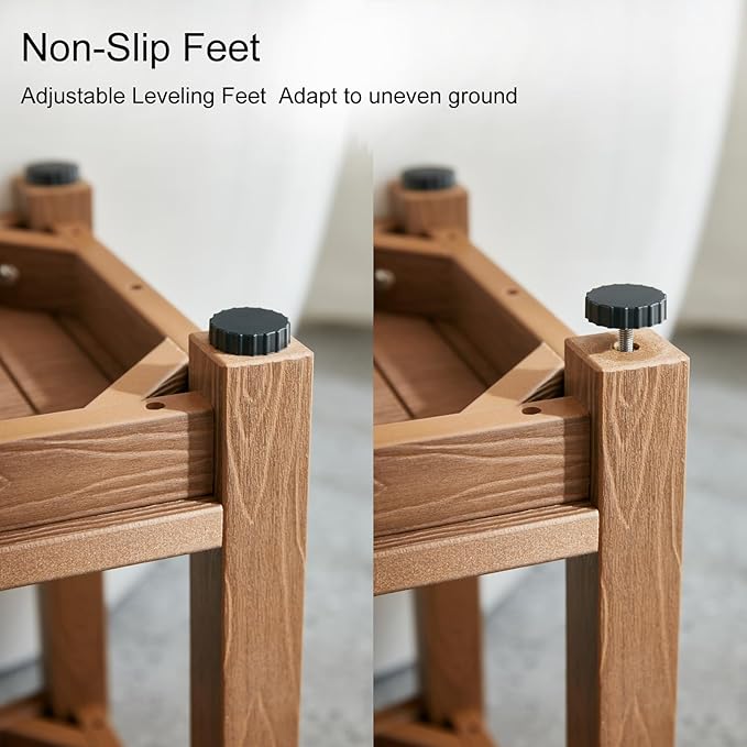 Corner Shower Stool for Shaving Leg, Waterproof Bathroom Shower Bench Seat for Inside Shower, Poly Lumber Plastic Shower Chair Seat, Shower Foot Rest with Adjustable Feet, Non-Slip, Brown