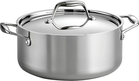 Tramontina Signature Tri-Ply Clad Stainless Steel 5-Quart Dutch Oven Pot with Lid, Induction-Ready, Dishwasher-Safe, NSF-Certified, Made in Brazil