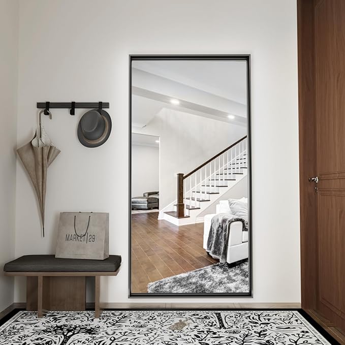 60x36 Inch Black Bathroom Mirrors for Over Sink, Large Rectangular Framed Mirror, Matte Modern Vanity Mirrors, Wall Mirrors for Bathroom, Tempered Glass, (Horizontal/Vertical)