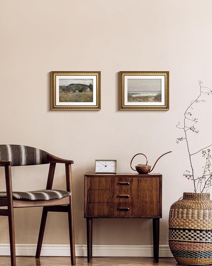 VIYYIEA Gold Framed Wall Art Canvas Print Home Decor Classical Coastal Scenery Bathroom Pictures Wall Decorations Farmhouse Wall art Room Decor Kitchen Office Bathroom Art Prints Wall Decor 11x14in